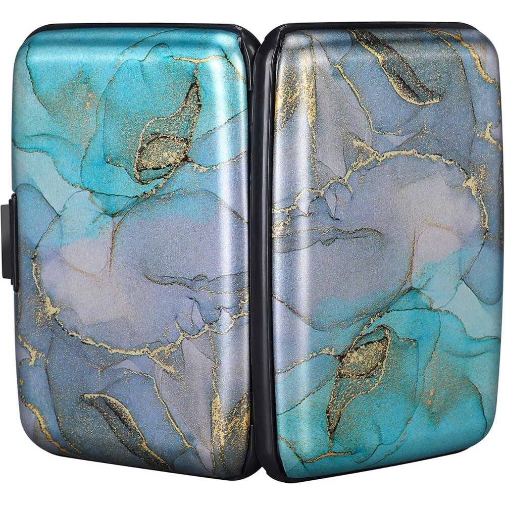 Wallet Credit Cards Holder Blue Purple Marble - Picture 3 of 7